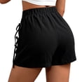 thumbnail image 4 of SZJXBUY High Rise Skort for Women Plus Size Solid Wrap Front Linen Skorts Casual Drawstring Knot Side Skirt with Shorts Black,S, 4 of 6