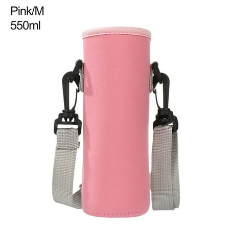 

Outdoor Sport Pouch With Strap Portable Water Bottle Cover Vacuum Cup Sleeve Cup Sleeve Water Bottle Case PINK 550ML