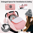 thumbnail image 6 of Baby Car Seat Cover, Caveen Cold Shield Carseat Canopy for Infant, with Zipper Peeping Window, Enlarge Space, Pink, 6 of 9