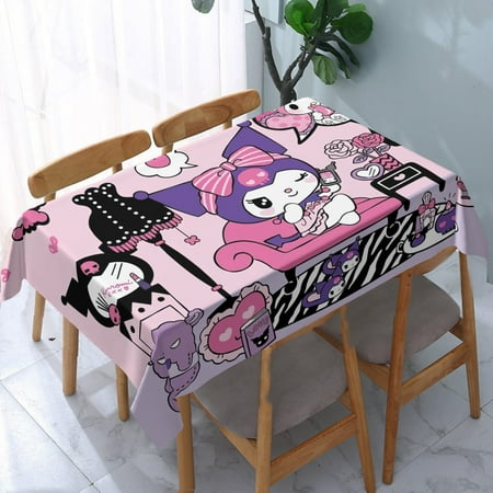 

Sanrio Tablecloth for Kurome Washable Cotton Square Cute Funny Softfor Kitchen & Table Linens 55×70.9 in