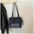 thumbnail image 3 of Gentlewoman Compass Swipe Bag, Drawstring Large Capacity Denim Bag Shoulder Tote Canvas Bag Shopping Bag, Dark Blue, 3 of 14