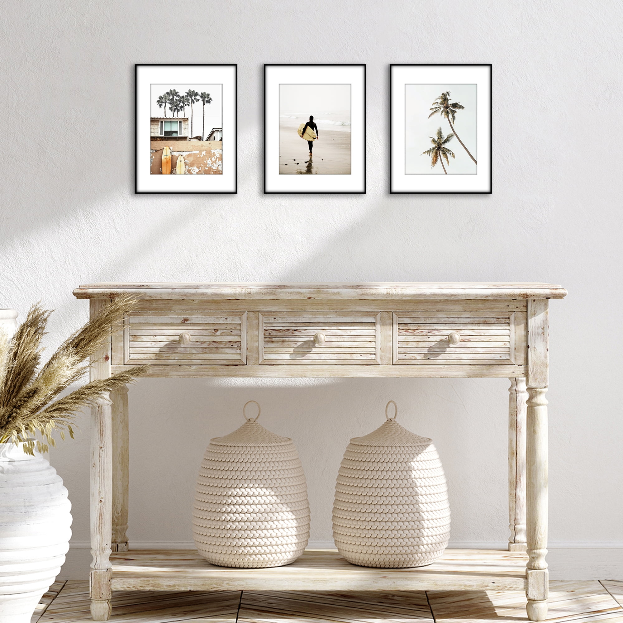Americanflat 11x14 Front Loading Picture Frame with Shatter-Resistant Glass with 8x10 Mat 3 Pack Photo - Black