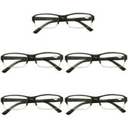 5 Packs Mens Womens Rectangle Half Frame Blue Light Blocking Reading Glasses Spring Hinge Readers +2.50