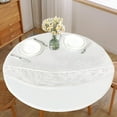 thumbnail image 1 of Fitted Tablecloths for ;-; Round Tables Marble Look Flannel Backed Vinyl Table Cloth Elastic Stretch Table Cover for Kitchen Dining Tables Party and Casual Use, 1 of 7