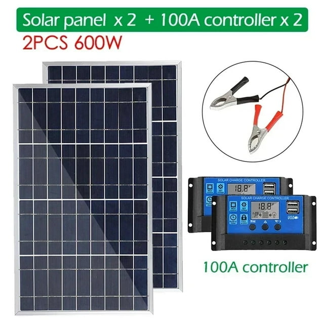 18V Solar Panel Kit Complete 300/600W Polycrystalline USB Power Portable Outdoor Recharable Solar Cell nerator For Camping ,Multi Purpose