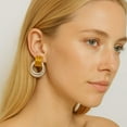 thumbnail image 2 of Luna Link Mixed Metal Two-Tone Earrings – Retro-Chic Circle Drops, 2 of 4