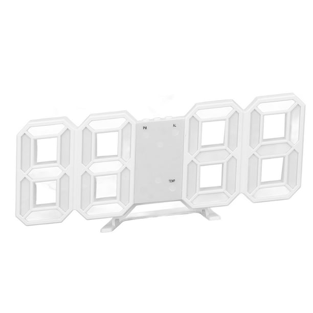 Reloj De Escritorio Digital LED Minimalista, Reloj De Pared De Pared Digital LED 3D Clock Clock De Alarma Blancos Temperatura De Reloj De Alarma De Pared Digital Con Temperatura