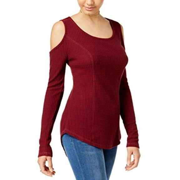 Ultra Flirt Juniors' Cold-Shoulder Thermal Top Merlot L