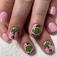 thumbnail image 1 of Uñas postizas navideñas, uñas postizas largas de ataúd, uñas postizas rojas de cubierta completa con diseño Grinch, uñas postizas de invierno, uñas acrílicas artificiales navideñas, suministros de dec, 1 of 4