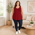 thumbnail image 2 of Afelkas Women's Plus Size Tank Tops Scoop Neck Sleeveless Stretch Tunic Shirts Wide Strap Basic Casual Undershirt for Everyday Wear Wine,XXXL, 2 of 7