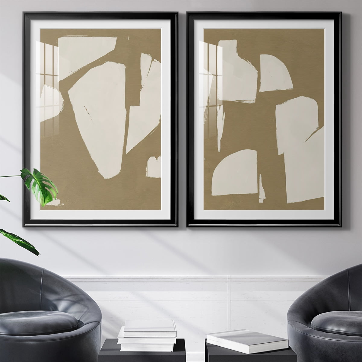 Wexford Home Chunky Abstract III Premium Framed Print, 18.5" x 24.5" - Ready to Hang, Black (Set of 2)