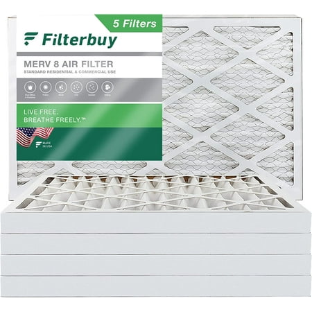 

Filterbuy 13x21.5x2 MERV 8 Pleated HVAC AC Furnace Air Filters (5-Pack)