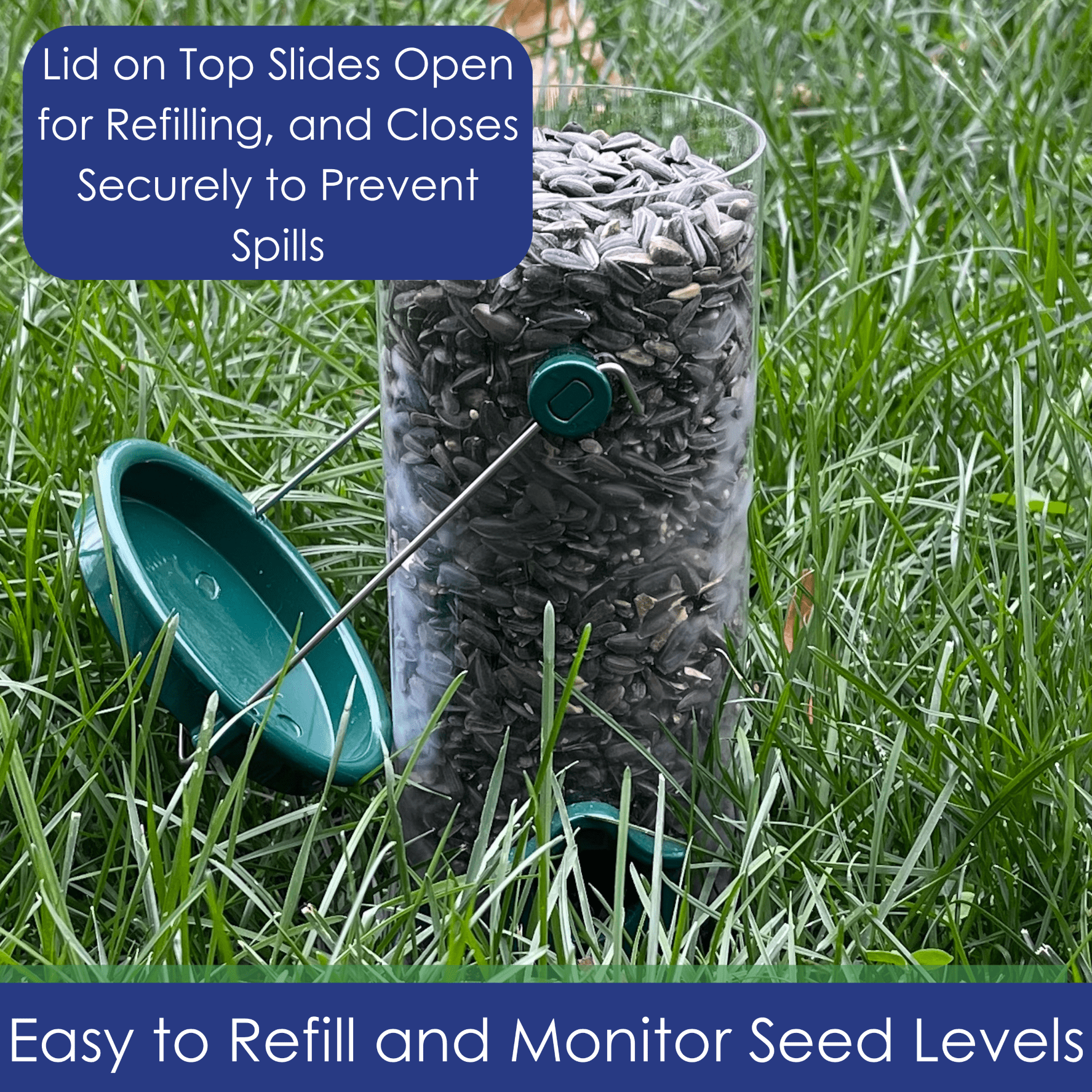 Backyards Essentials Tube Bird Feeder Petite Green Metal Finch Feeder, 4 Cup Capacity