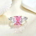 thumbnail image 2 of Emerald-Cut Lab-Created Pink Topaz and Moissanite Solitaire Engagement Ring in 925 Sterling Silver for Women – Elegant, Sparkling, and Timeless, 2 of 6