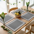 thumbnail image 5 of Grey Geometric Placemats for Dinning Table Set of 6, Bohemia Tribal Farm Tribal Patterned Burlap Kitchen Place Mats Waterproof Cloth Table Mats, Indoor Outdoor Placemats Easy Clean Dinner Decor, 5 of 8