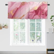 Gold Pink Abstract Marble Window Curtain Valances Luxury Elegant Texture Modern Rod Pocket Window Valance for Living Room Bathroom Bedroom Kitchen 54 by 18 in, 1 Panel
