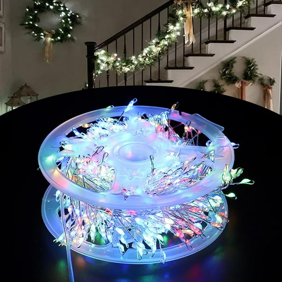 Led Copper Wire Firecracker Light String for Christmas Tree, 8 Mode Holiday Decoration Atmosphere Lights for Wreath Fireplace Wedding Decorations (19.68ft-200 Lights)