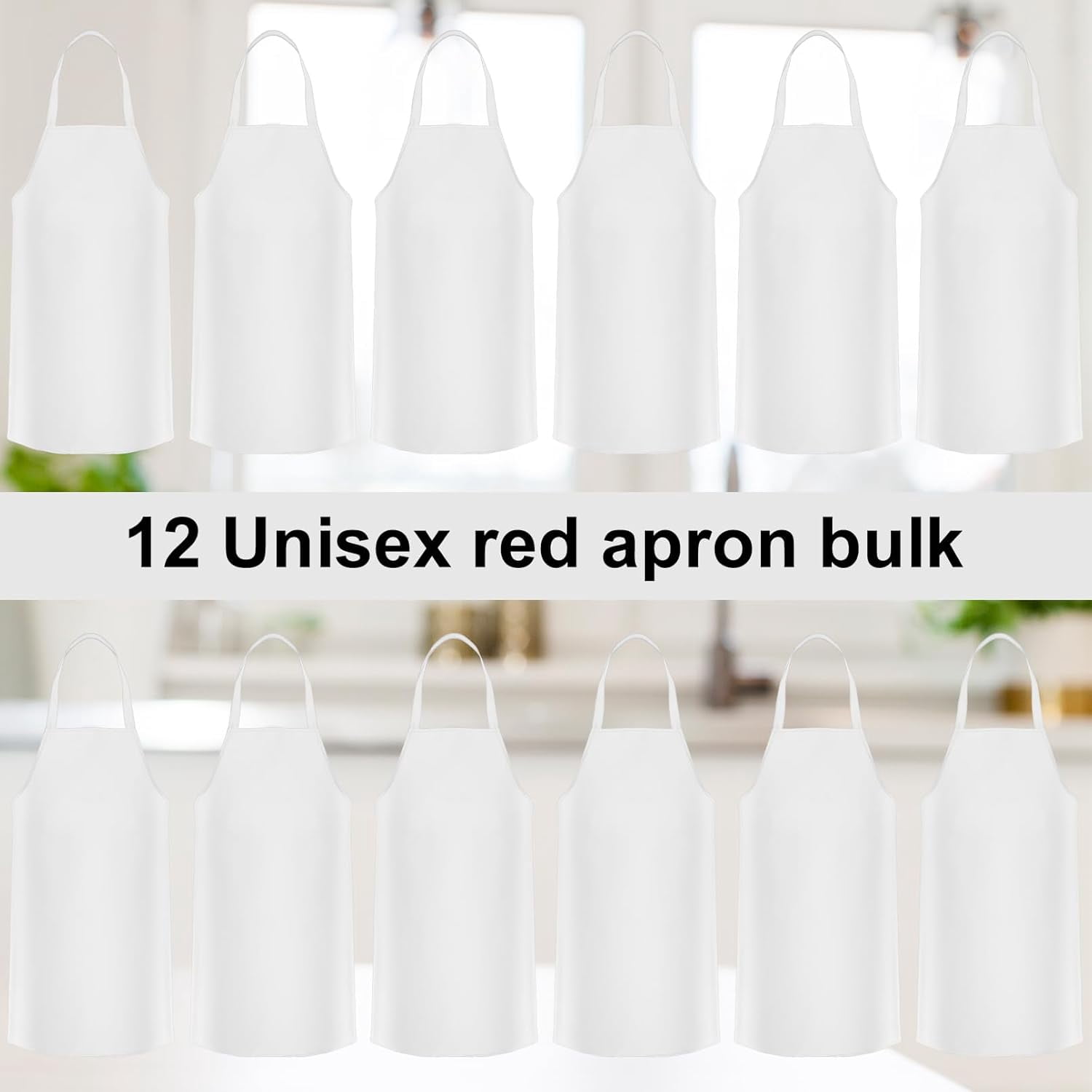 12 Pack Bib Apron,Unisex Bib Aprons,Plain Bib Aprons Bulk for Women Men Adult,Chef Bib Apron for Kitchen,32 x 28 inch