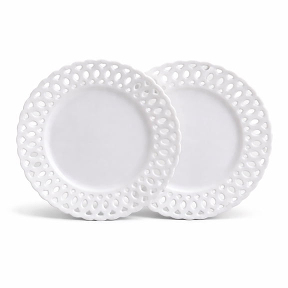 STPgoods Style Porcelain Dessert Plate Set of 2 pcs 7.9" (20 cm) Appetizer Plate Set Service for 2, White
