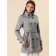 thumbnail image 4 of Abrigo de invierno con cinturón y bolsillos con doble botonadura y cuello alto para mujer gris L, 4 of 6