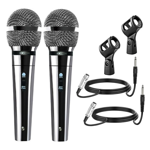 2-Pack Professional Cardioid Dynamic Microphones with XLR Cable & On/Off Switch, Handheld Vocal Mics for Karaoke, Live Singing, DJ and Public Speaking