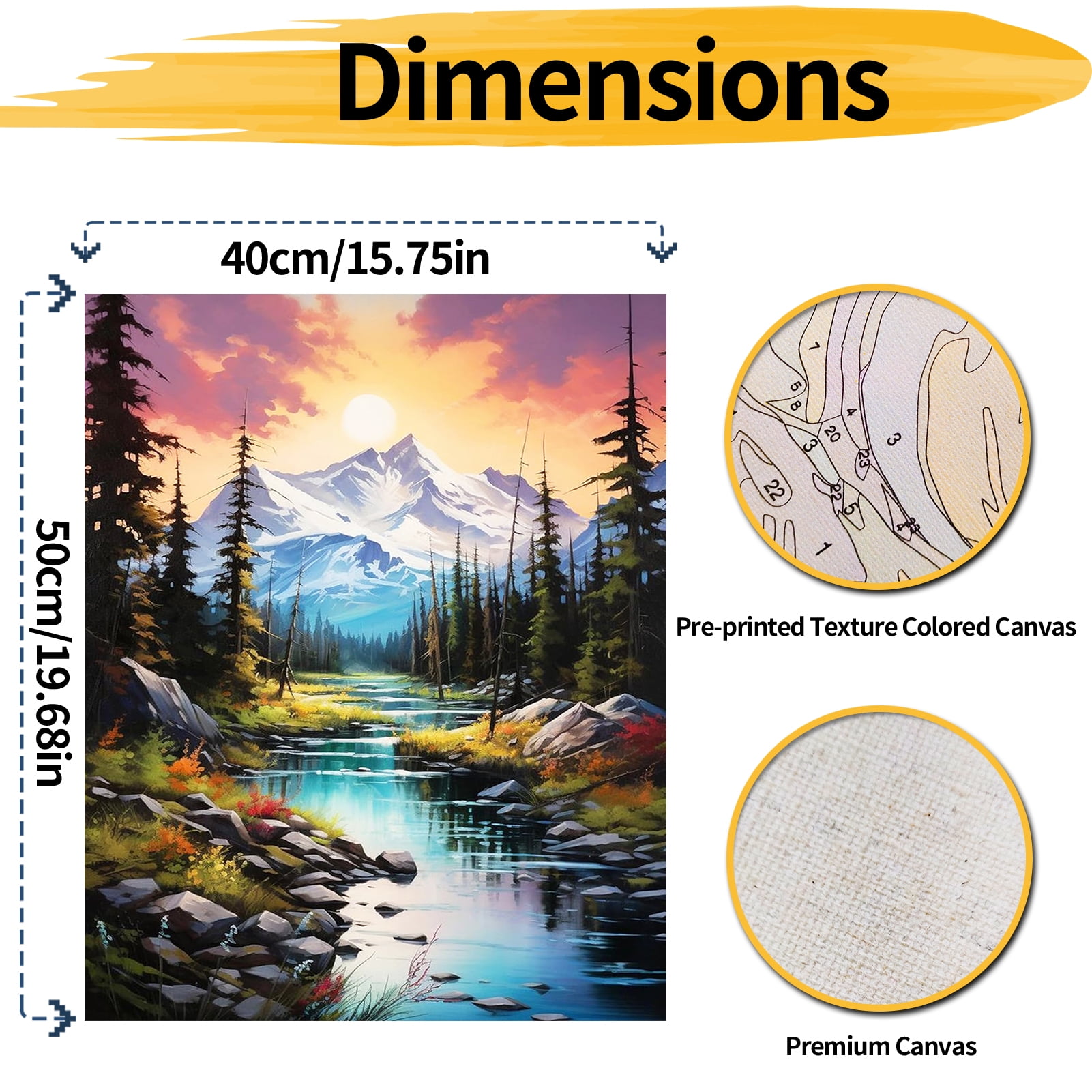 JYLMOOD Paint by Numbers for Adults Kits, DIY Mountain Easy Painting by Numbers for Gift Home Wall Decoration 16x20in（without Frame)