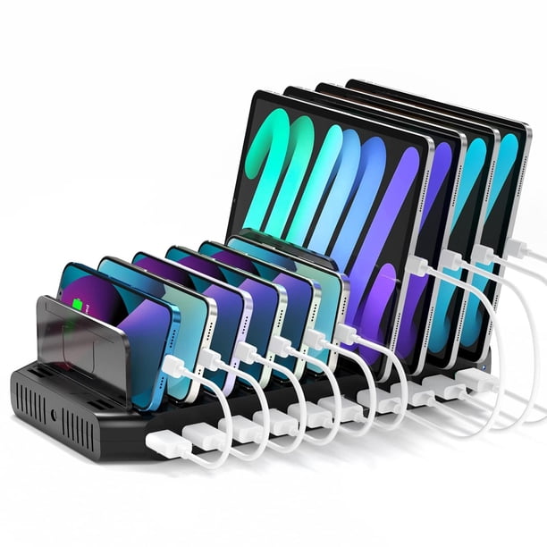 Unitek - Estación de carga USB para múltiples dispositivos, cargador de iPad, soporte organizador co