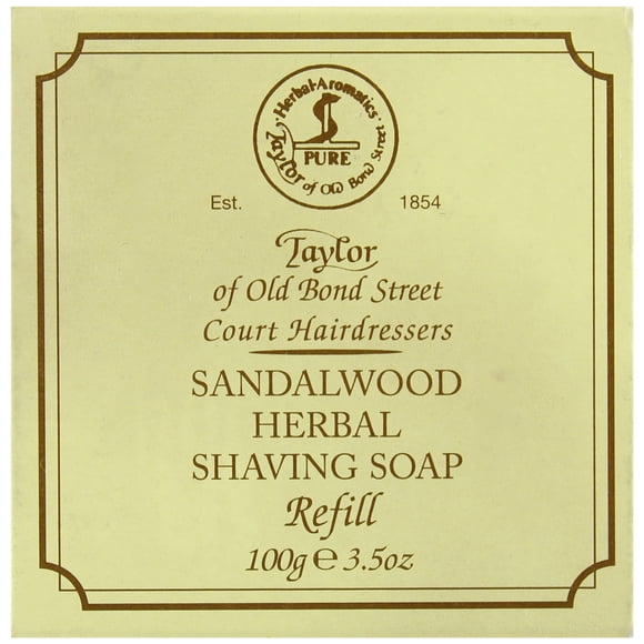 Taylor of Old Bond Street Recambio de jabón de afeitar duro de sándalo, 3.5 onzas (01051)