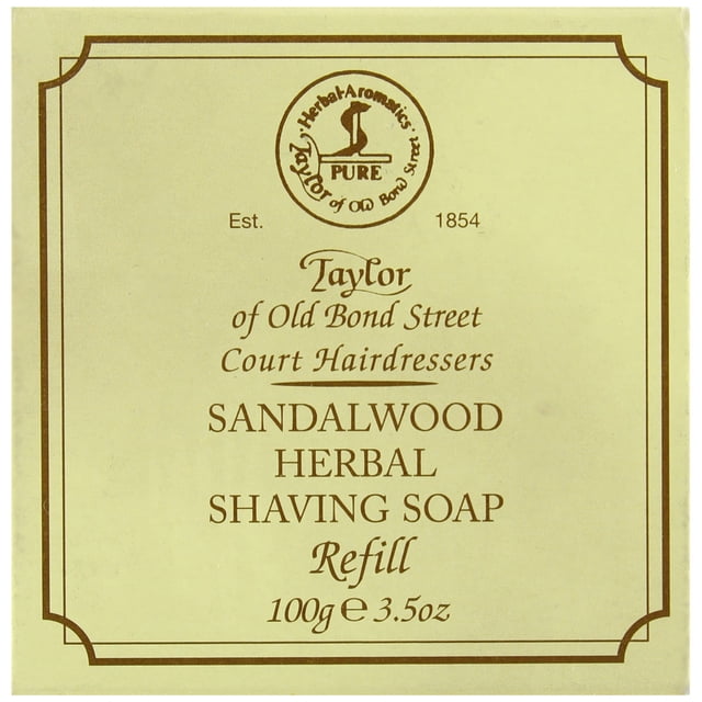 Taylor of Old Bond Street Recambio de jabón de afeitar duro de sándalo, 3.5 onzas (01051)