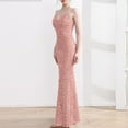 thumbnail image 6 of Pink Mother of Bride Dresses Sleeve Less Spaghetti Strap Maxi Dress Solid Color Middle Waist Elegant Wedding Guest Dresses for Women Zipper Slim Formal Evening Gowns, 6 of 7