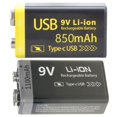 thumbnail image 2 of CUITING Type C Batterie Lithium 9V 6F22 800/1100mAh Rechargeable Parfaite pour Alarmes, 2 of 13