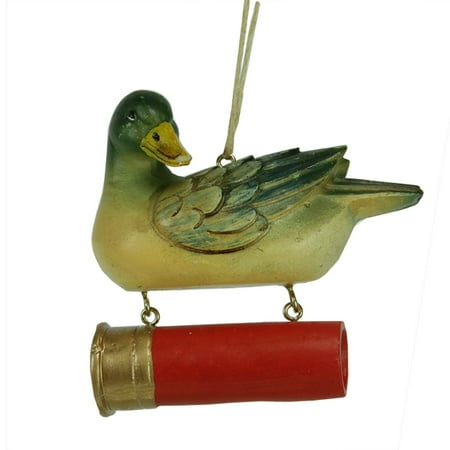 3 25 quot mallard duck with hunting shotgun shell christmas duck hunting christmas ornament