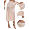 thumbnail image 3 of DARING DIVA Women's Satin Lace Trim Flared Hem Lightweight Maxi Half Slip M Beige, 3 of 6