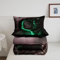 thumbnail image 5 of Manfei Wild Dragon Animals King Size Comforter Sets,Vintage Wildlife Comforters King Size,Green Orange,Black Reversible,3pcs,1 Comforter and 2 Pillowcases, 5 of 7