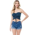 thumbnail image 3 of MixMatchy Women's Sexy Frill Knot Front Knit Strapless / Strap Tube Crop Top, 3 of 6