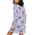 thumbnail image 2 of joogoo Butterfly Purple Women's Long Sleeve Nightgown Sleepwear L, 2 of 8