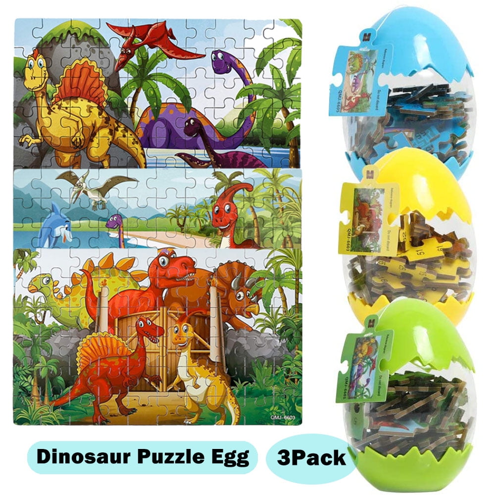 LNKOO 3 Pack Wooden Dinosaur Jigsaw Puzzles for Kids Ages 48, 60