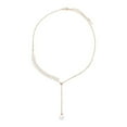 thumbnail image 1 of Women Necklace Adjustable Simple Leaves Fake Pearl Pendant Necklace, 1 of 10