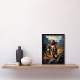 thumbnail image 2 of Motocross Bikers Racing Action Shot Oil Painting Stone Blue Orange Scenic Mountain Landscape Artwork Framed Wall Art Print A4, 2 of 5