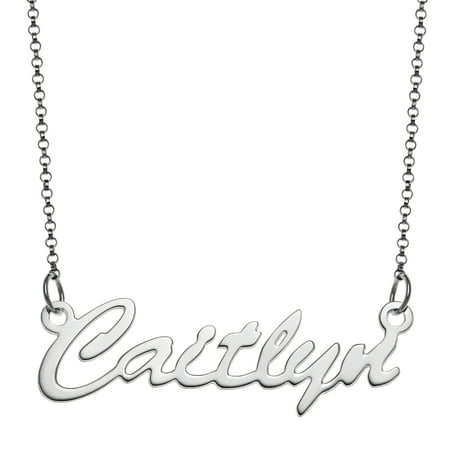 Personalized Women's Silvertone or Goldtone Nameplate Necklace,