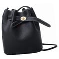 thumbnail image 3 of Women Bucket Bag Large Capacity Pure Color Fine Stitching Casual PU Shoulder Bag Black Free Size, 3 of 8