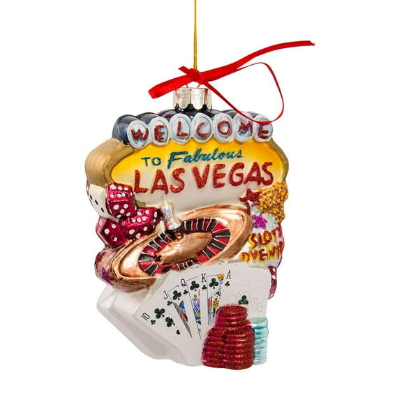 Kurt Adler C4056 Las Vegas Glass Cityscape Christmas Ornament, 5.5 Inch