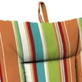 thumbnail image 6 of Jordan Manufacturing 38" x 21" Covert Breeze Multicolor Stripe Rectangular Outdoor Chair Cushion with Ties and Hanger Loop, 6 of 15