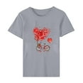 thumbnail image 5 of Fesfesfes V Neck Tshirt Women's Valentine's Day Love Printed Short Sleeved T-shirt Top Short Sleeved Round Neck Top/Shirt Layering Shirts for Women S(US:4), 5 of 6