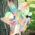 thumbnail image 3 of In the Breeze 2622 — 18-inch Striped Iridescent Pinwheel Spinner — Colorful Mylar Wind Spinner for Yards and Gardens, 3 of 5