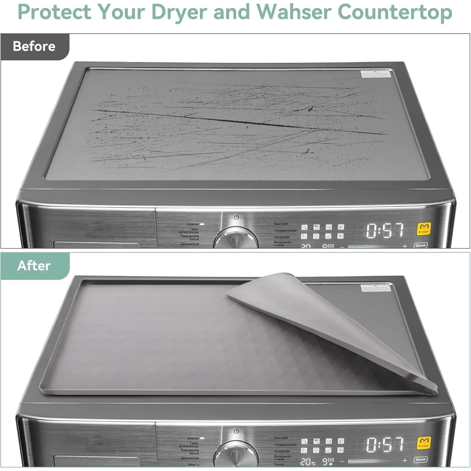 Washer and Dryer Top Protector Mat,23.6“ x 19.7" Silicone Rubber Mat for Laud...