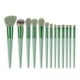 thumbnail image 2 of Juego de brochas de maquillaje de 13 piezas Juego de brochas para sombra de ojos Juego de brochas de maquillaje para base (13 brochas verdes + bolsas de tela) ER, 2 of 5