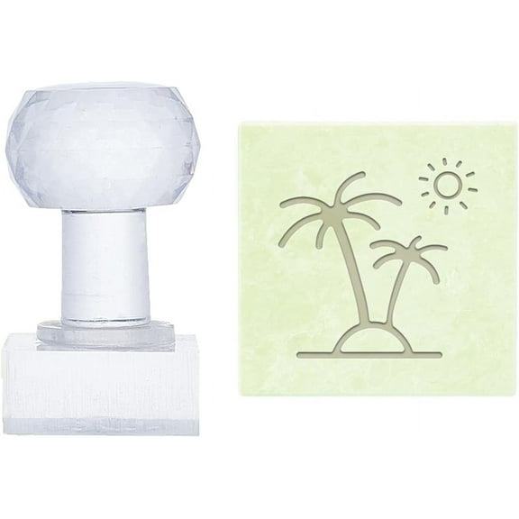 Tree Soap Stamp Plant Acrylic Stamp with Handle Rectangle Soap Embossing Stamp Soap Chapter Imprint Stamp for Handmade Soap Cookie Clay Pottery Stamp Biscuits Gummier Making Projects