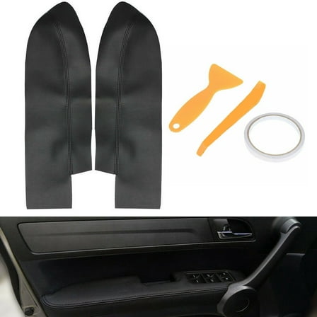BAMILL 2Pcs Leather Front Door Panels Armrest Cover For Honda for CRV 2007-2012 Black