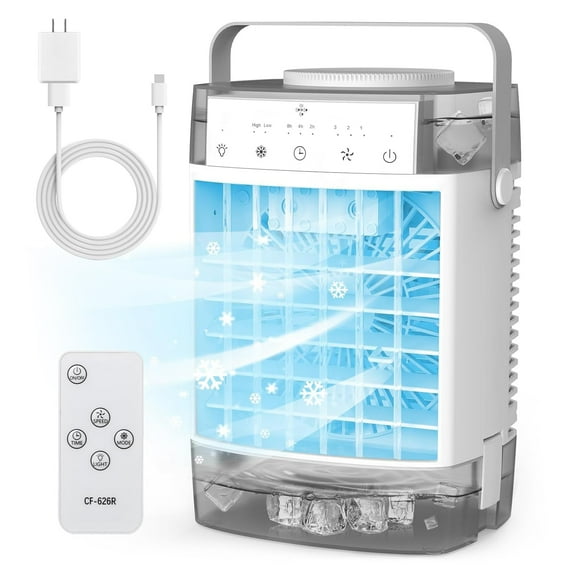 Aires acondicionados portátiles Unidad de CA portátil Enfriador de aire evaporativo de tanque doble de 1600 ml 3 velocidades 2 modos de niebla Mini ventilador de enfriamiento de escritorio personal co